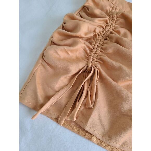 Superdown Womens Sheer Satin Xio Ruched Seam Tie Detail Mini Skirt Orange Small - Picture 4 of 7